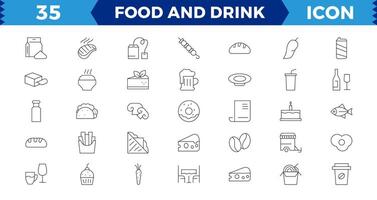 Food and Drink Line Editable Icons set. vector