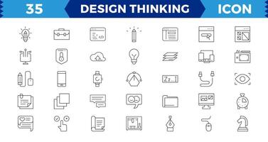 Set of pixel Perfect design thinking Icons. Simple line art style icons pack. illustration,editable stroke. vector