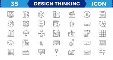 Set of pixel Perfect design thinking Icons. Simple line art style icons pack. illustration,editable stroke. vector