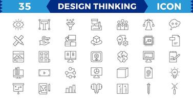 Set of pixel Perfect design thinking Icons. Simple line art style icons pack. illustration,editable stroke. vector