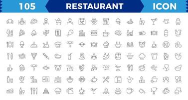 Restaurant line icons set. Food icon collection. Thin signs for restaurant menu. Pixel perfect. Editable Strokes,Outline icons collection. Simple illustration. vector