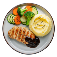 chicken steak salad and mashed potatoes png