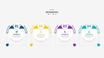 Four Step Infographic element design template for presentation. process diagram and presentations step, workflow layout, banner, flow chart, info graphic illustration. vector