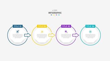 cuatro paso infografía elemento diseño modelo para presentación. proceso diagrama y presentaciones paso, flujo de trabajo disposición, bandera, fluir cuadro, informacion gráfico ilustración. vector