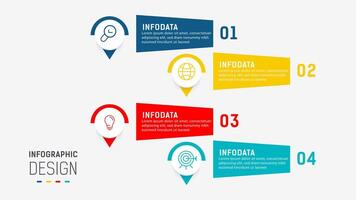 Four Step Infographic element design template for presentation. process diagram and presentations step, workflow layout, banner, flow chart, info graphic illustration. vector