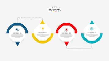 Four Step Infographic element design template for presentation. process diagram and presentations step, workflow layout, banner, flow chart, info graphic illustration. vector