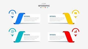 Four Step Infographic element design template for presentation. process diagram and presentations step, workflow layout, banner, flow chart, info graphic illustration. vector