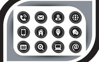 Contact related icon set, Essential Flat Stroke Circular Web Icon Set Phone Contact Location Button, Web icon, contact us icon, address, location, email, phone, Contact information symbols collection. vector