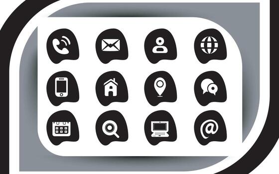 Contact related icon set, Essential Flat Stroke Circular Web Icon Set Phone Contact Location Button, Web icon, contact us icon, address, location, email, phone, Contact information symbols collection. vector