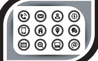 Contact related icon set, Essential Flat Stroke Circular Web Icon Set Phone Contact Location Button, Web icon, contact us icon, address, location, email, phone, Contact information symbols collection. vector