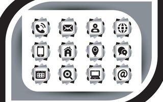 Contact related icon set, Essential Flat Stroke Circular Web Icon Set Phone Contact Location Button, Web icon, contact us icon, address, location, email, phone, Contact information symbols collection. vector