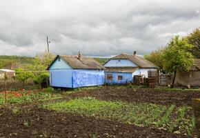 Landscape with beautiful nature in the village in the Republic of Moldova. Country life in Eastern Europe. photo