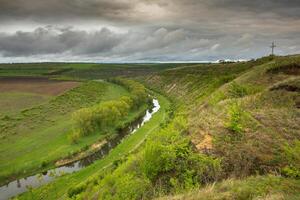 Landscape with beautiful nature in the village in the Republic of Moldova. Country life in Eastern Europe. photo