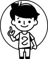 Cartoon character boy with a gesture of peace. vector