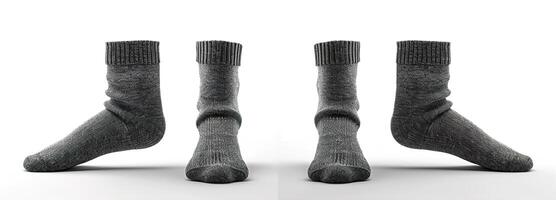 Soft and Durable Cotton Blend Socks on White Background, Essential Footwear for Daily Comfort photo