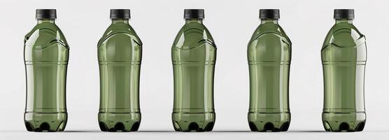 Eco-Friendly Plastic Bottles for Beverage Packaging, Recyclable Material Design Mockup photo