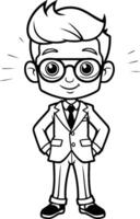 ilustración de un chico en lentes y un traje. dibujos animados estilo. vector