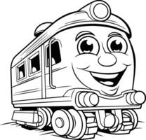 Cartoon Illustration of Funny Train or Train Character for Coloring Book vector