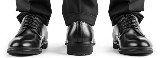 Black Leather Men's Dress Shoes with Glossy Finish for a Sophisticated Professional Look photo