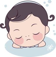Illustration of a Baby Boy Sleeping in the Bathtub - vector