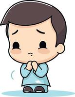 Praying boy - Cute Cartoon Illustration vector