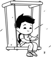 Boy sitting on swing of a boy sitting on swing. vector