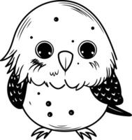 Cute cartoon owl. Black and white illustration for coloring book. vector