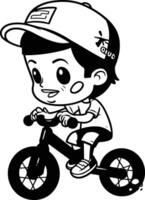 Boy riding a bicycle on a white background. Isolated. vector