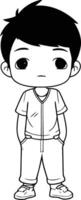 boy with facial expression on white background. Eps 10. vector