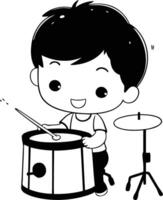 Illustration of a Cute Boy Playing a Drums - vector