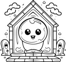 Coloring book for children cute dog in the house vector