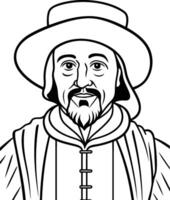 Jesus Christ with a beard in a hat and a coat vector