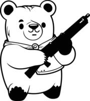 Polar bear with a gun in his hand. vector