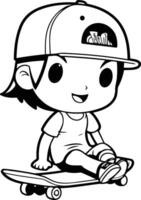 Skateboarder boy riding a skateboard. vector