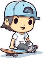 Skateboarder boy riding a skateboard. vector