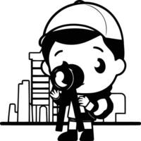 Photographer boy with camera - Cute cartoon character illustration. vector