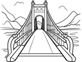 Suspension bridge icon in outline style isolated on white background. vector