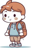 backpack. student. child. kid. backpacker. little. school. boy. bag. person. young. cute. character. cartoon. childhood. illustration. people. smile. happy. funny vector