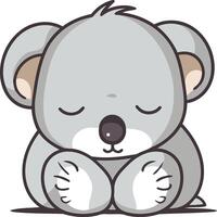 Cute koala illustration on white background. Cute cartoon koala. vector