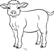 ilustración de un negro y blanco vaca en un blanco antecedentes. vector