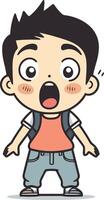 Surprised boy illustration. Cute boy cartoon character. vector