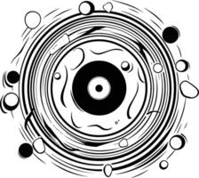 Abstract black and white background with circles and lines. vector