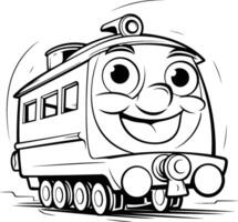 illustration of Cartoon train with smiling face. Isolated on white background. vector