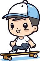 Boy Skateboard Cartoon Character Illustration vector