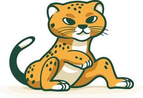 Cheetah sitting on the floor in cartoon style. vector