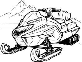 Snowmobile of a snowmobile on the background of mountains. vector
