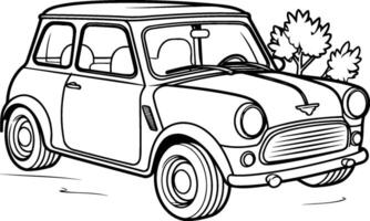 retro coche en un blanco antecedentes. mano dibujado ilustración. vector