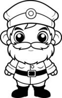Black and White Cartoon Illustration of Cute Sailor Captain Character Coloring Book vector