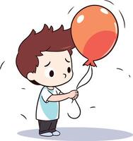 Boy with balloon of a boy in casual clothes. vector