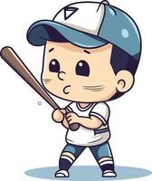 Baseball player with baseball bat in cartoon style. vector